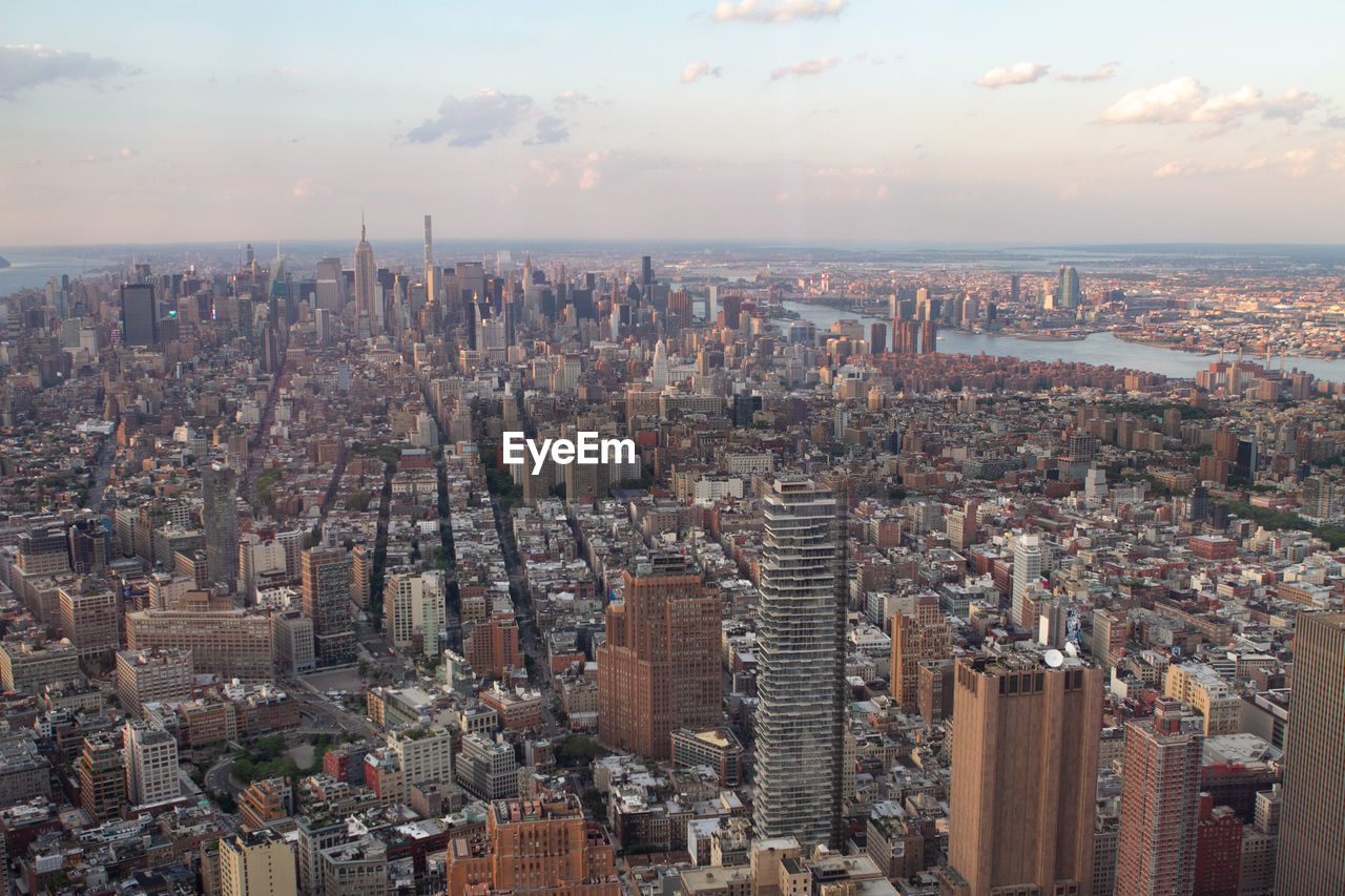 Aerial view of the manhattan skyline