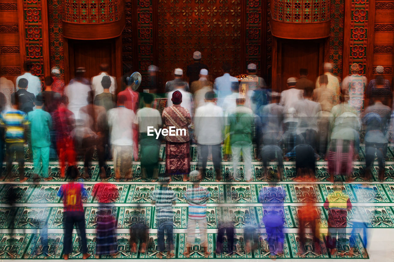 Full frame shot of muslim pray inside mosque