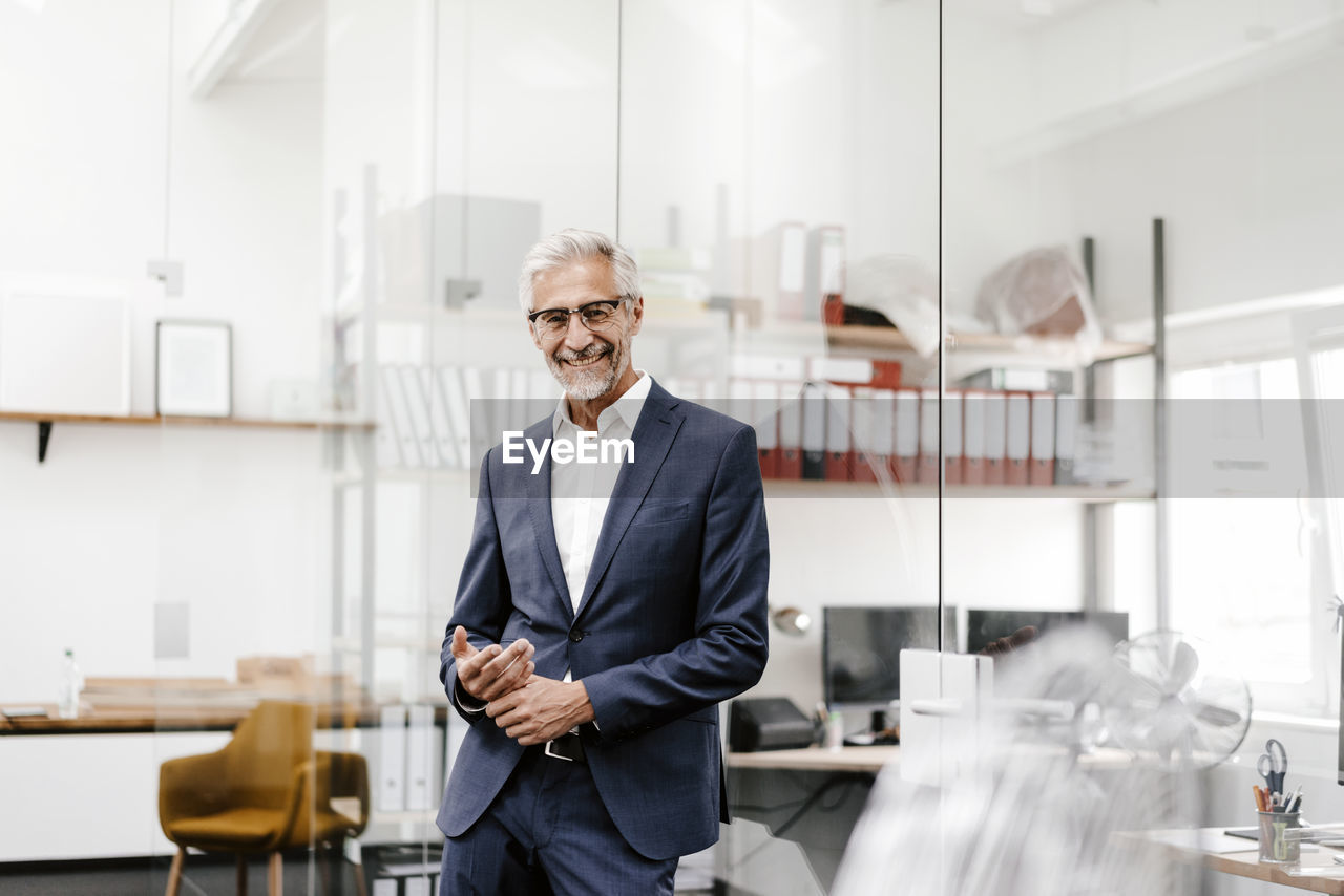 Portrait of smiling mature businessman in office