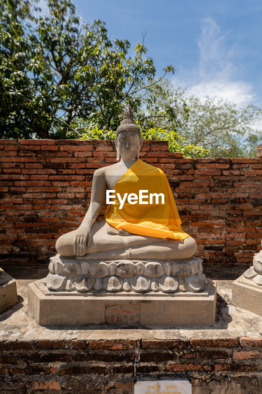 STATUE OF BUDDHA AGAINST TREE