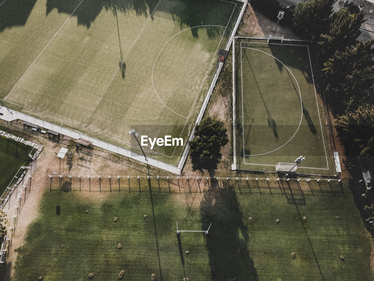 High angle view of hockey and rugby courts
