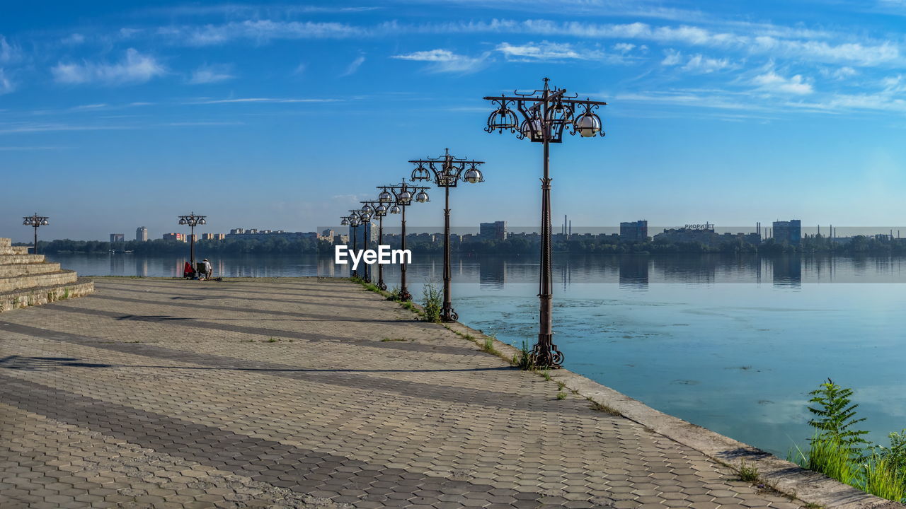 Dnipro, ukraine 07.18.2020. dnipro city embankment in ukraine on a sunny summer day