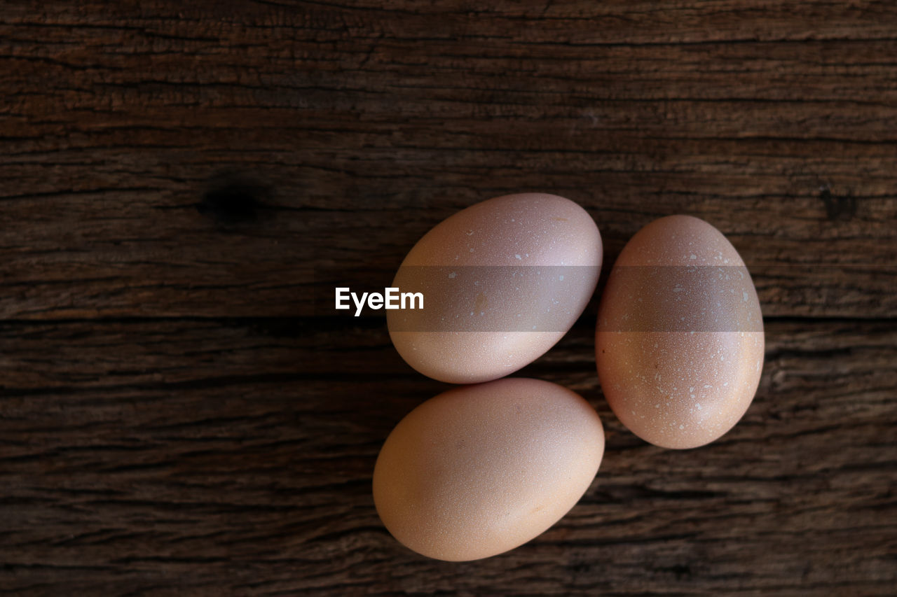 CLOSE-UP OF EGGS ON TABLE