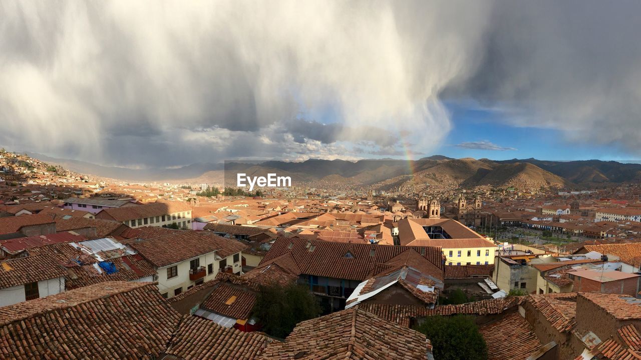 High angle shot of townscape