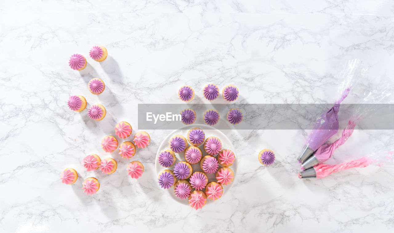 high angle view of christmas decorations on white background