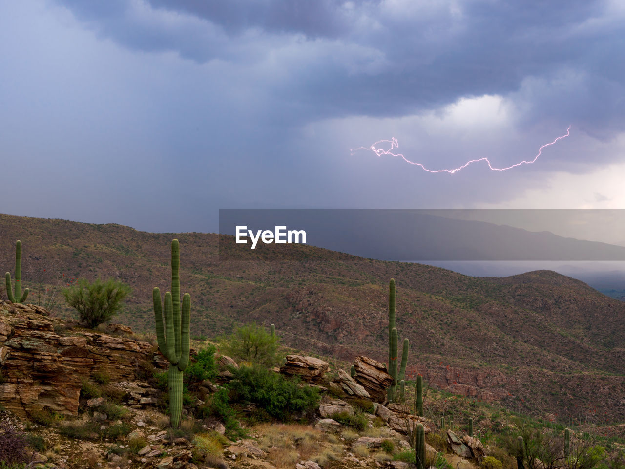 Scenic view of mountains against cloudy sky