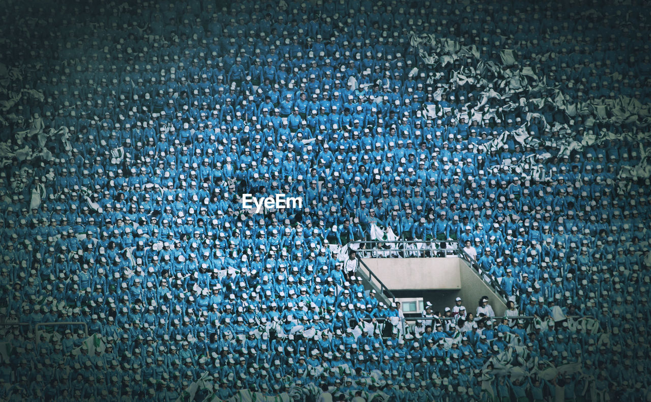 High angle view of people in stadium