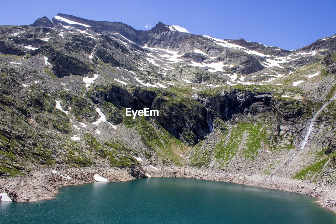 Idyllic view of mountain and lake during winter