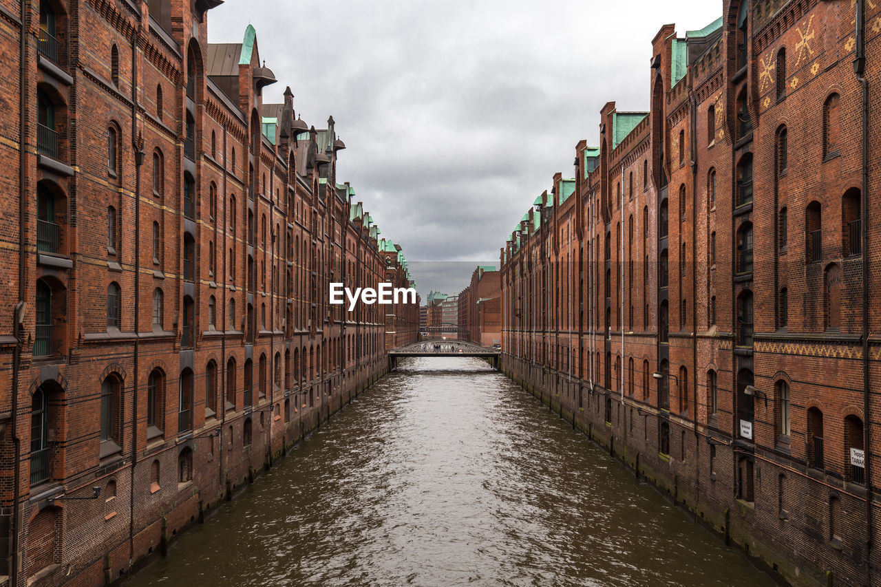 CANAL AMIDST BUILDINGS AGAINST SKY