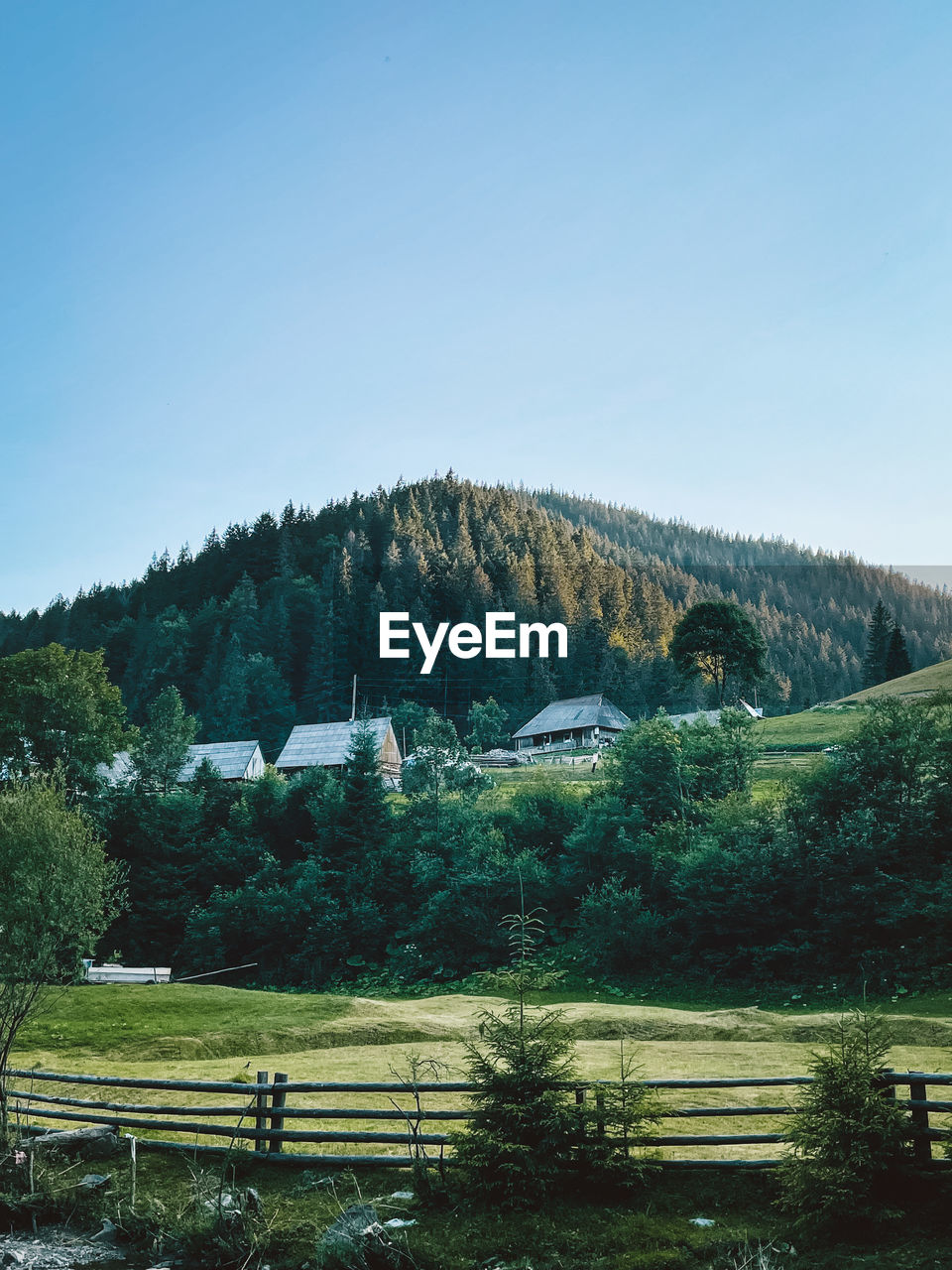 Scenic view of landscape against clear sky