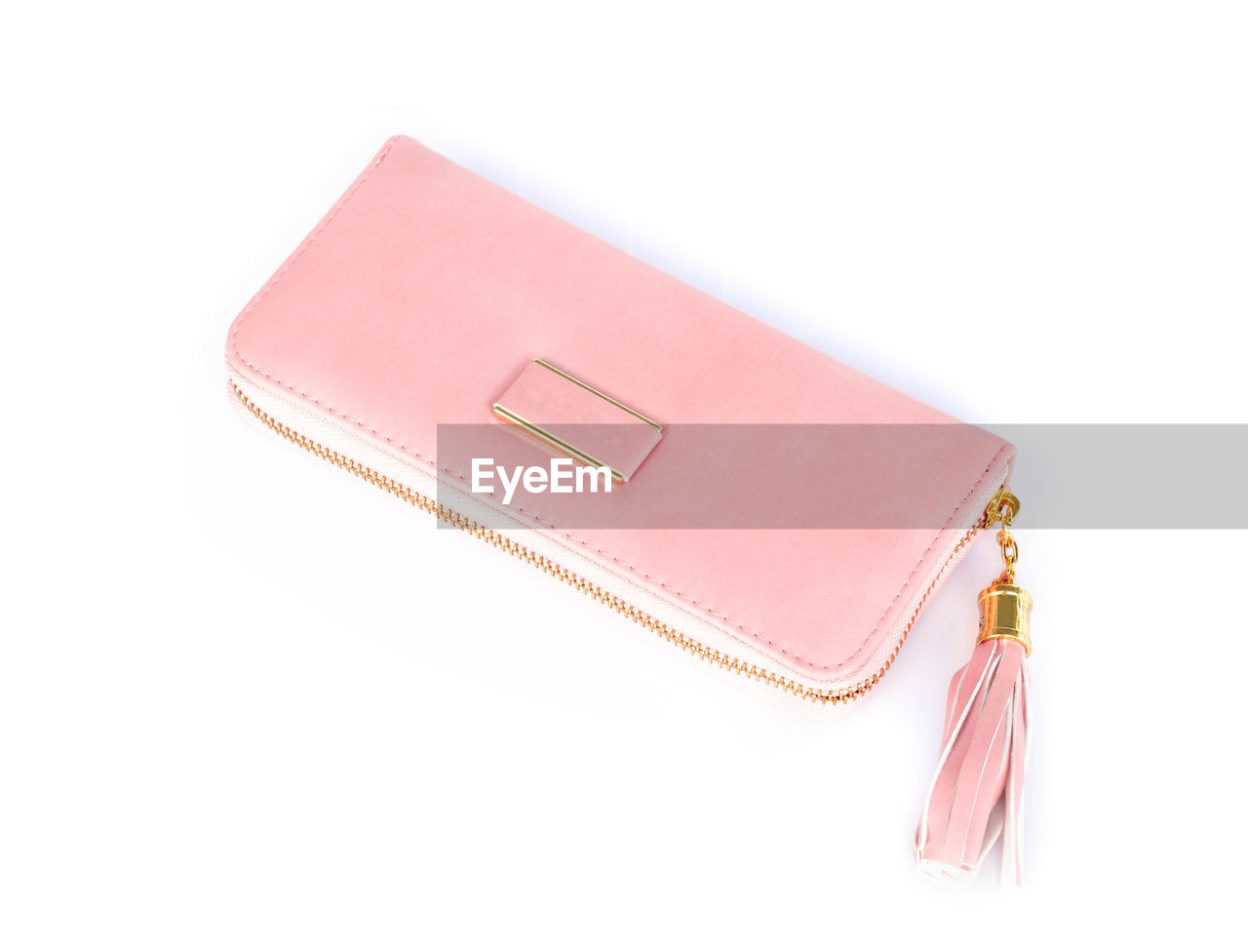 High angle view of purse on white background