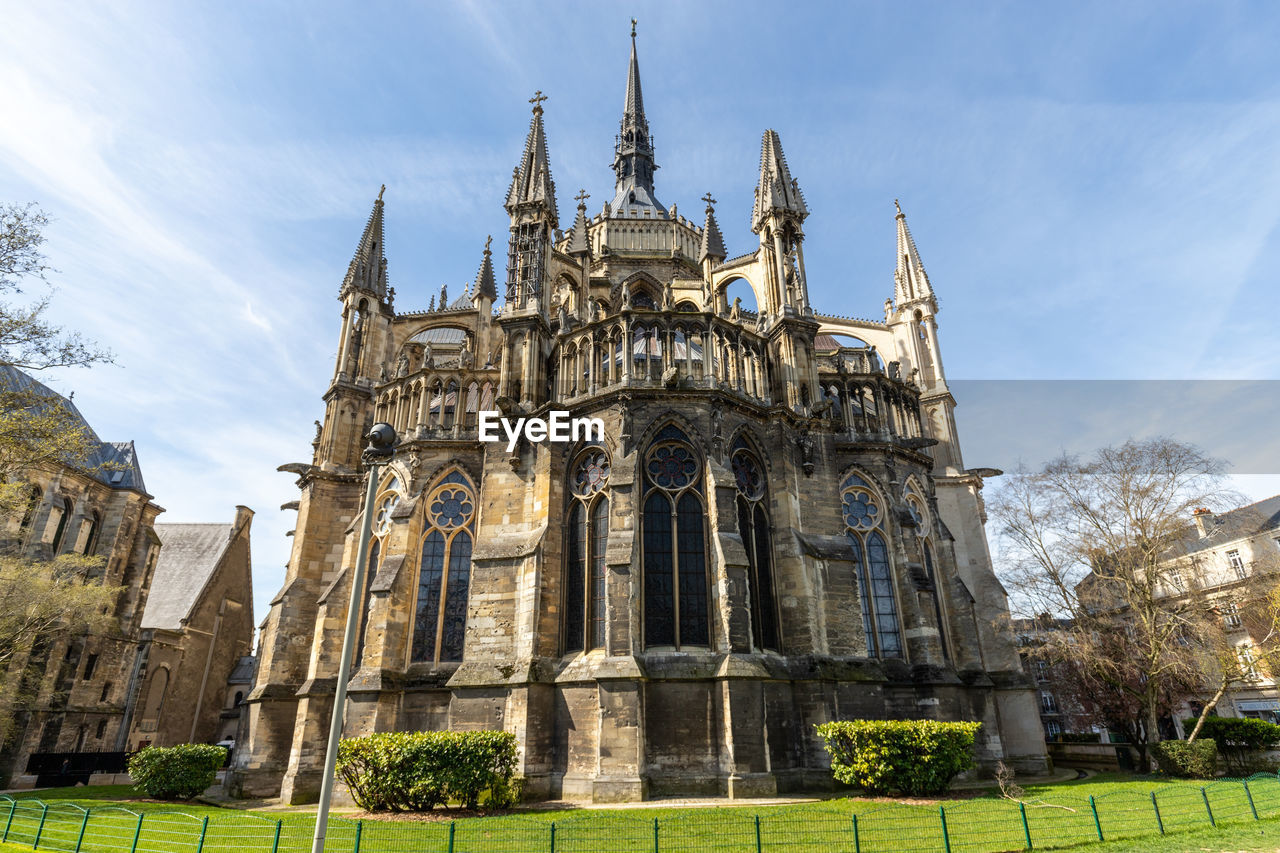 Wide angle view at cathedral notre dame in reims, france