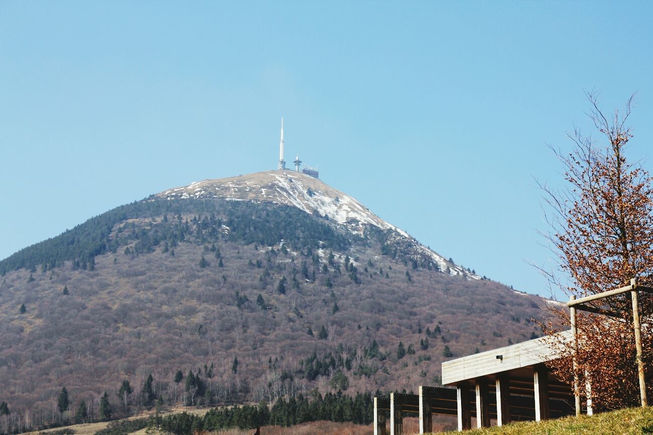 Radio tower on mountain peak