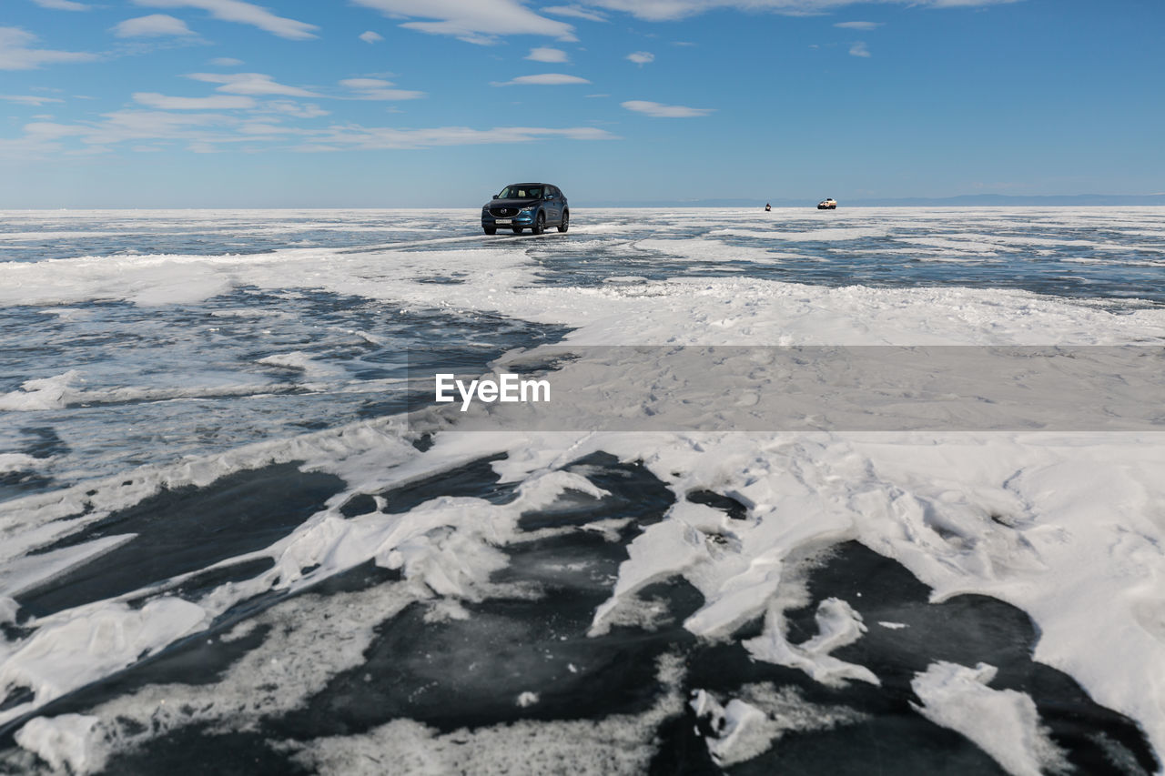 SCENIC VIEW OF SNOW COVERED LAND AGAINST SKY