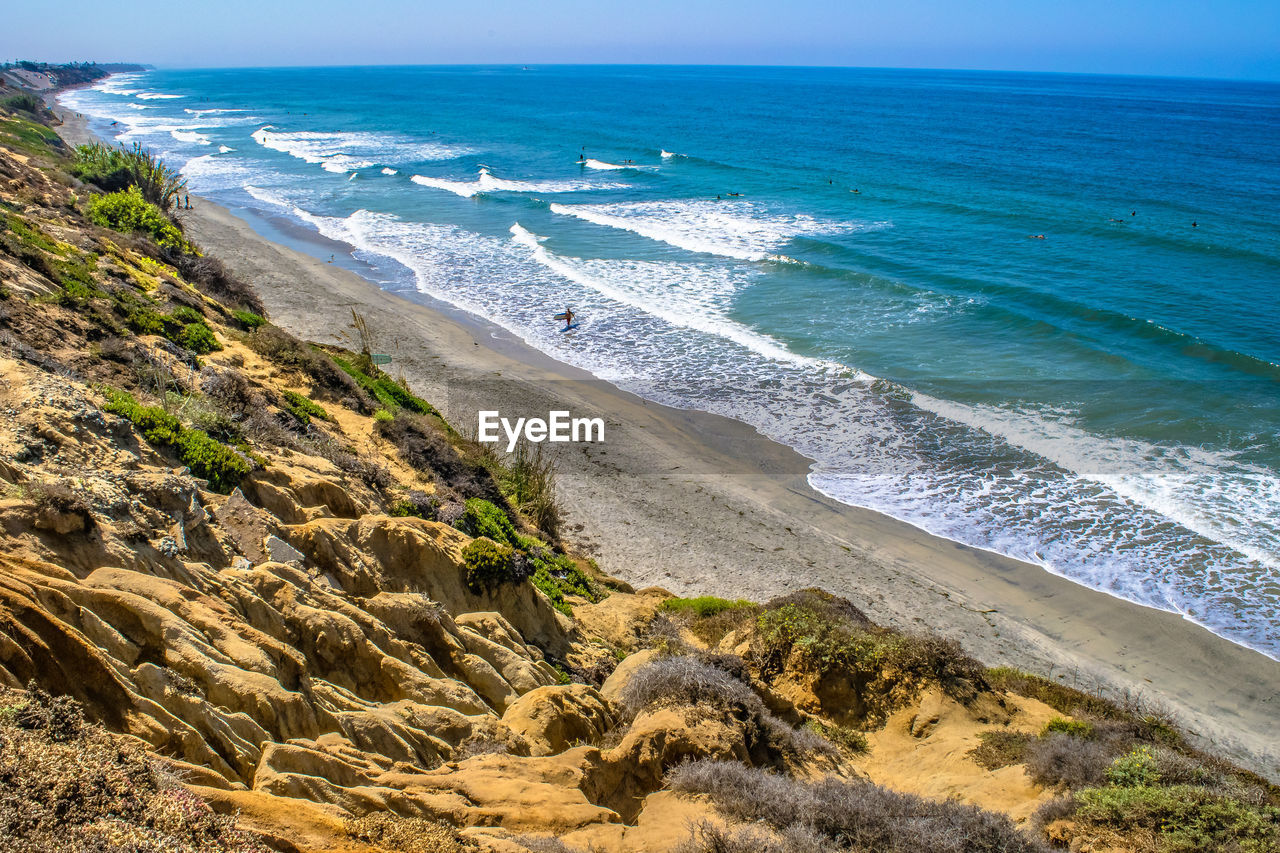 Scenic view of beach against sky