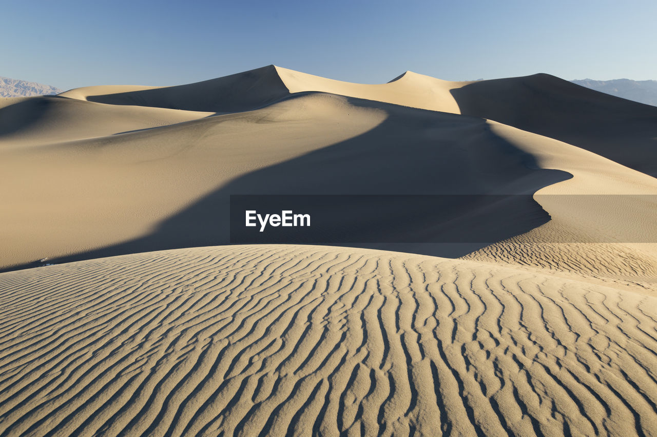 Sand dune in desert against sky