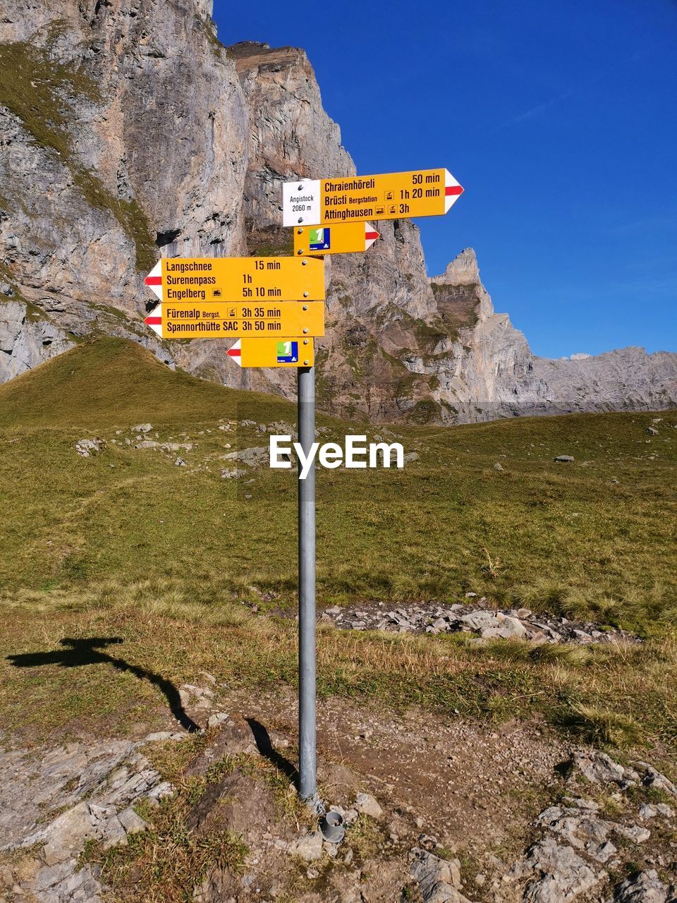 Information signs on mountain