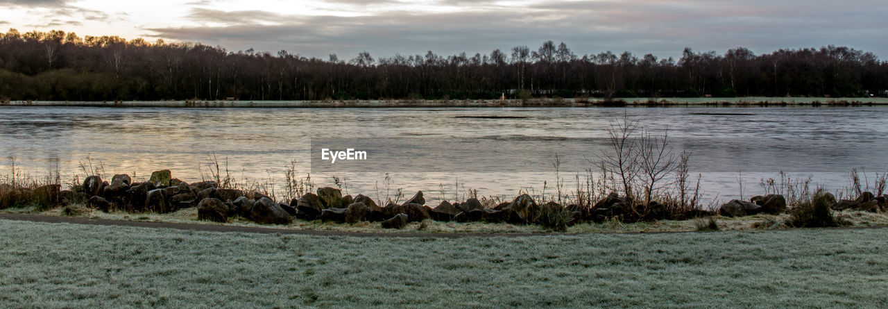 Scenic view of lake against sky