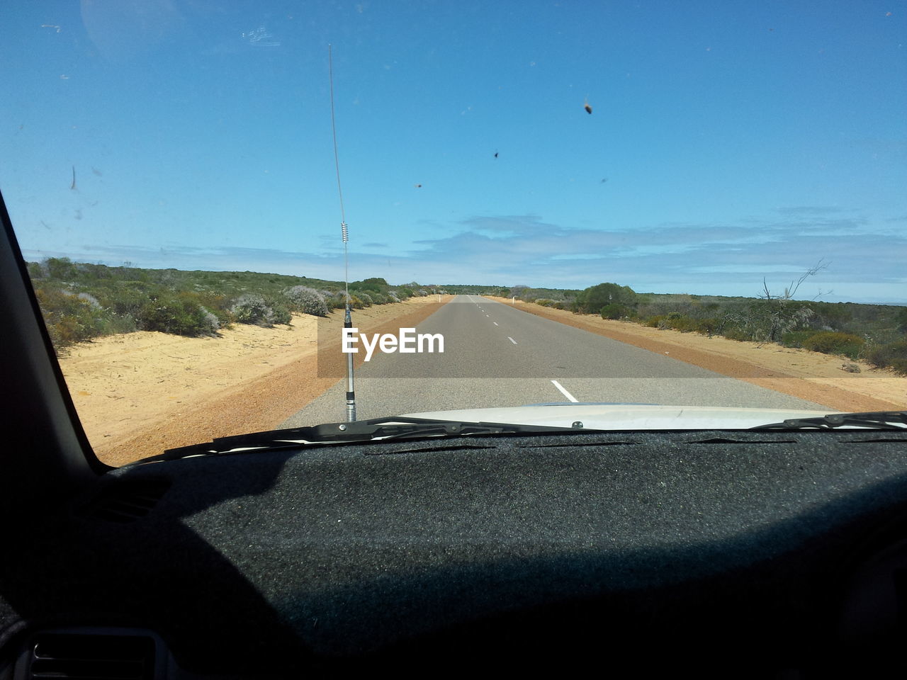 Empty road seen from car