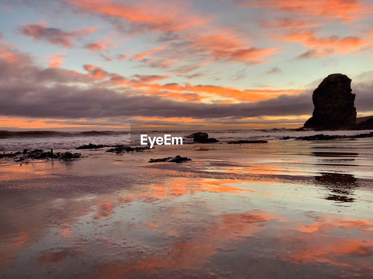 Scenic view of sea against sky during sunset