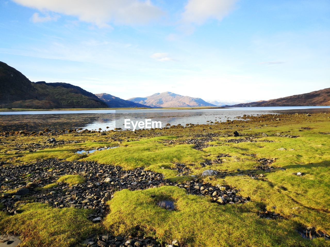 Scenic view of lake against sky