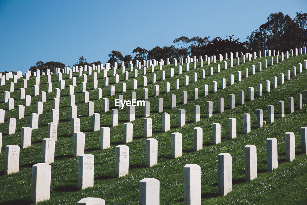 Tombstones in cemetery