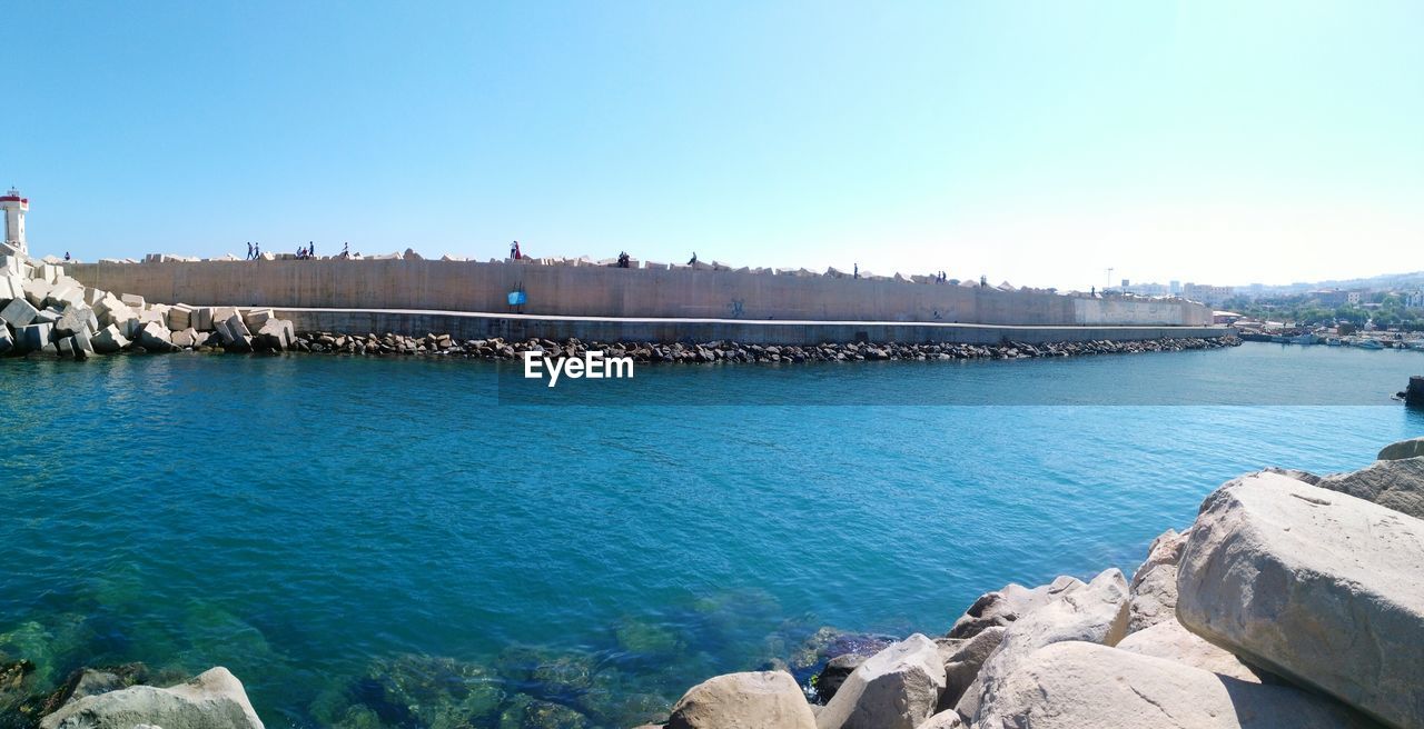 VIEW OF SEA AGAINST CLEAR BLUE SKY