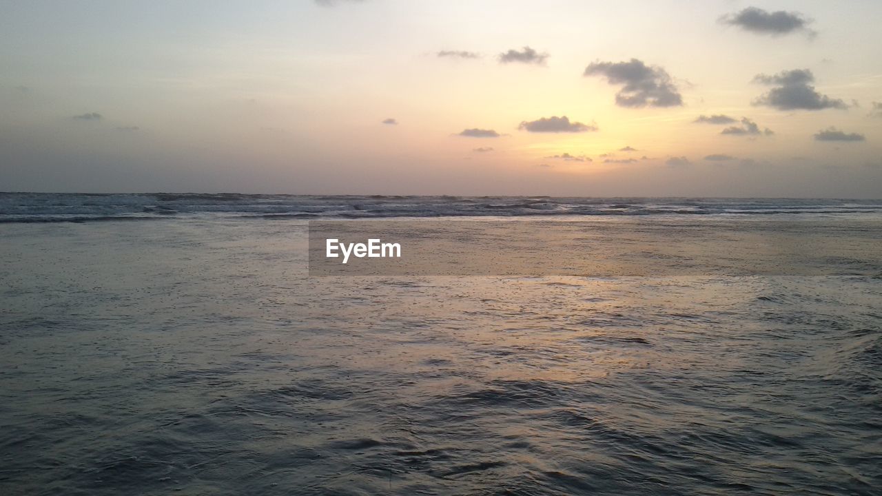 Scenic view of sea at sunset