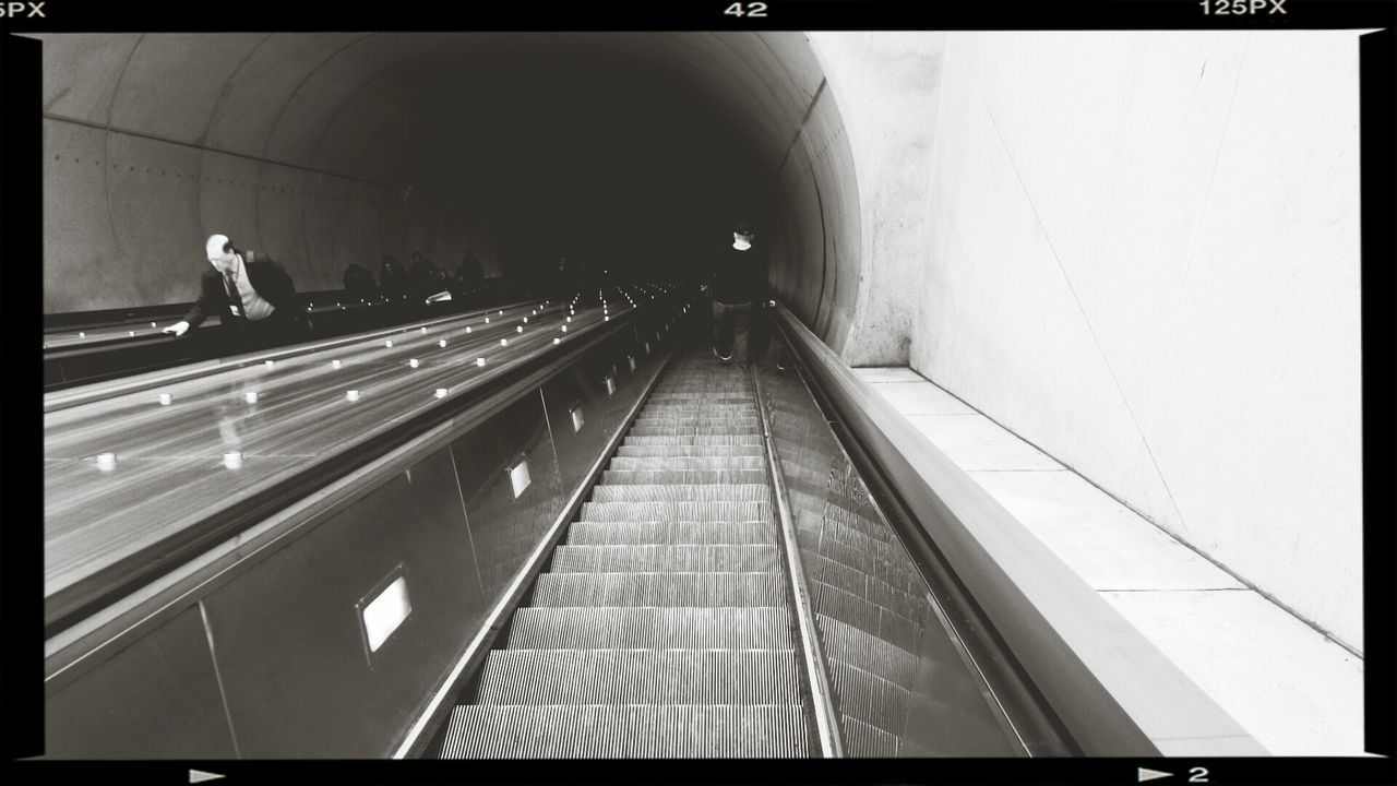 View of people on escalator