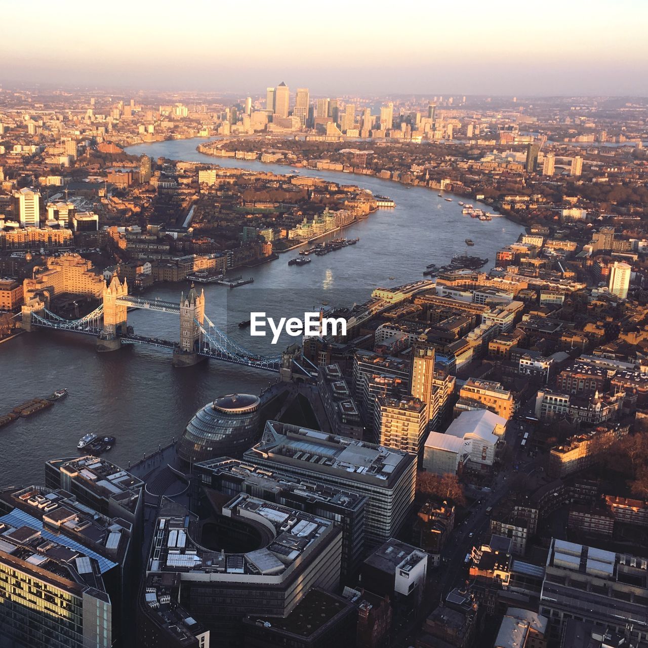 High angle view of city at waterfront