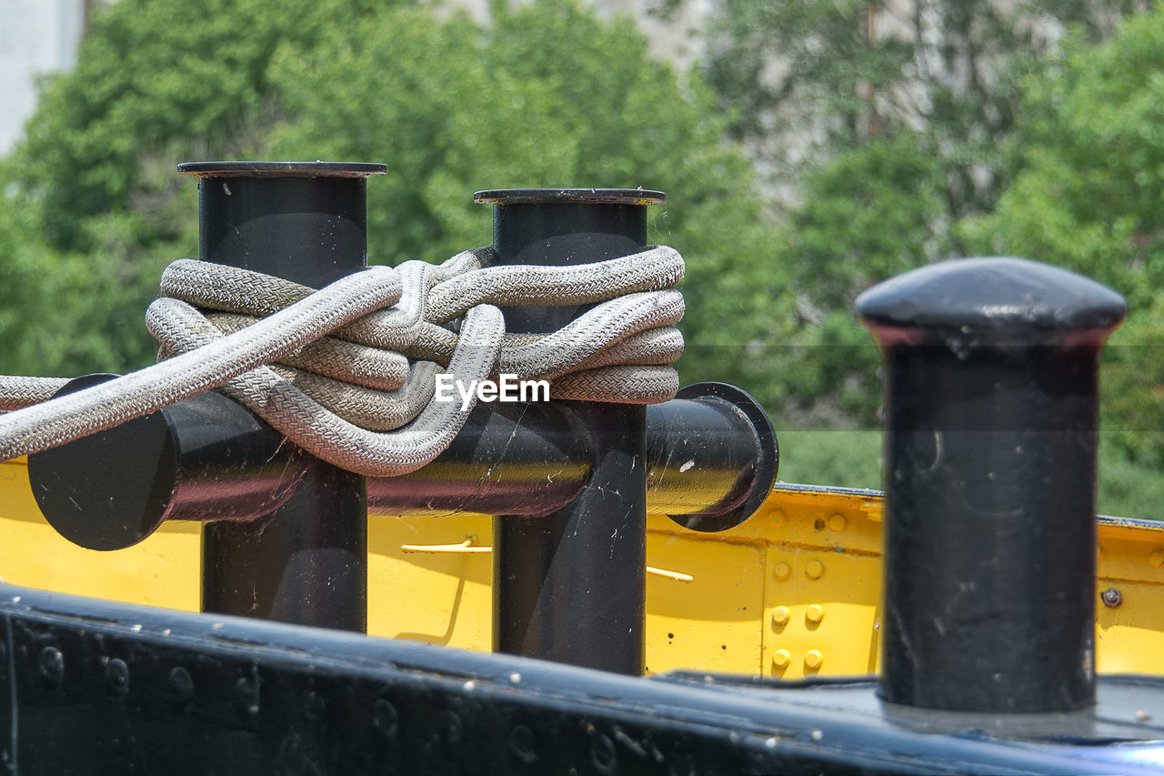 Close-up of rope on boat