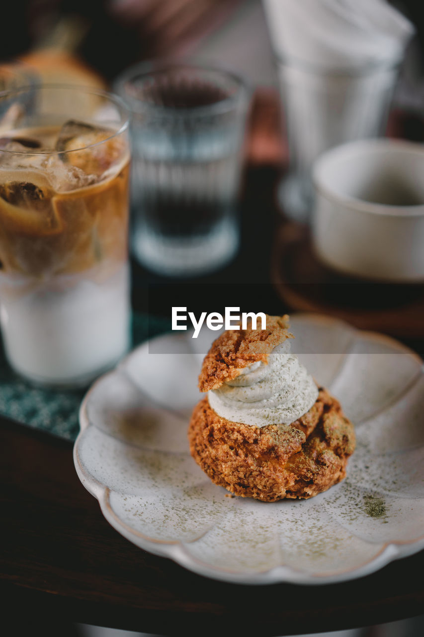 Close-up of dessert on table