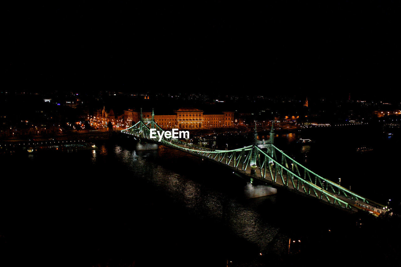 Bridge over river at night