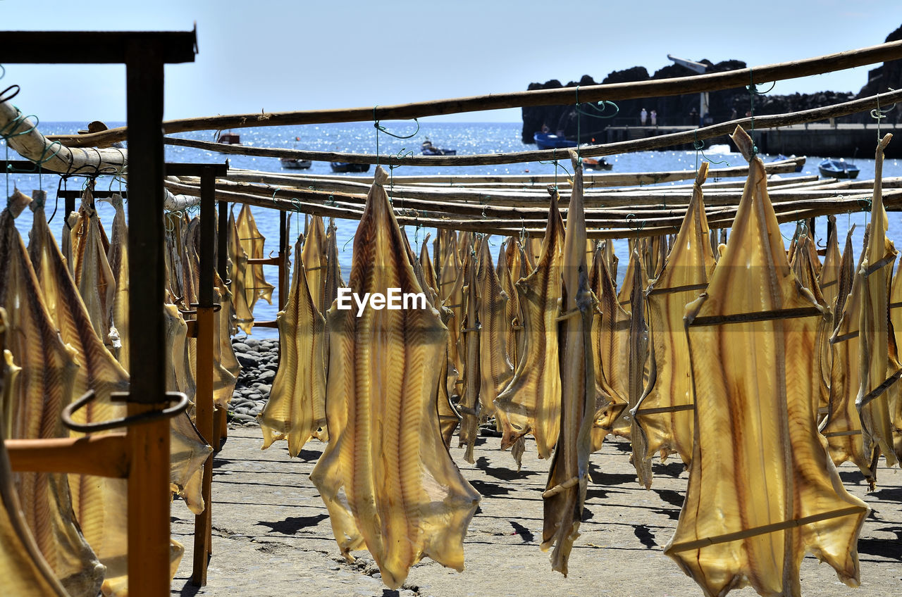 CLOTHES DRYING ON WOODEN POST