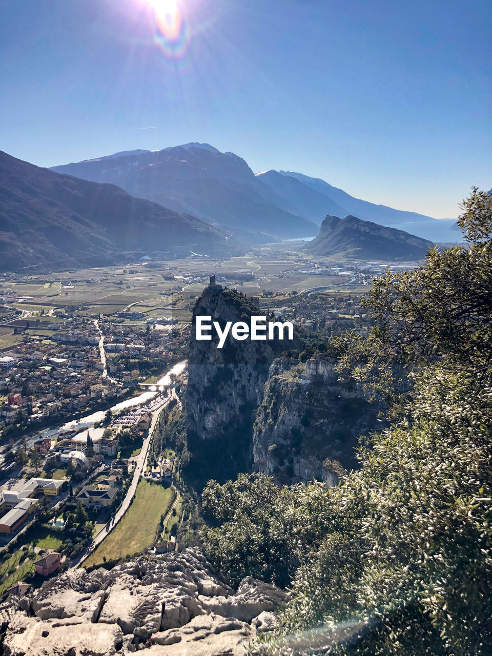 High angle view of mountain range