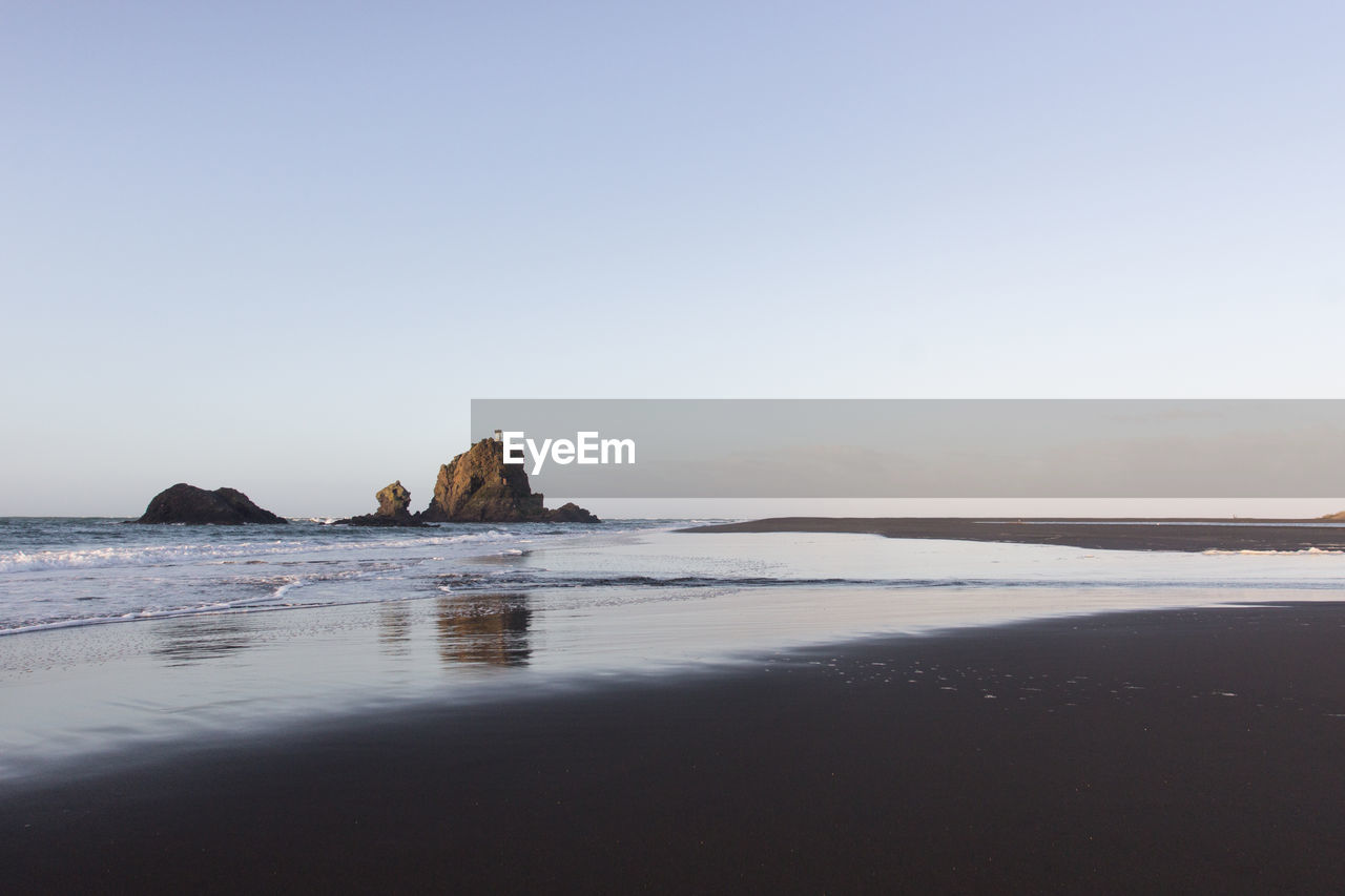 Scenic view of sea against clear sky