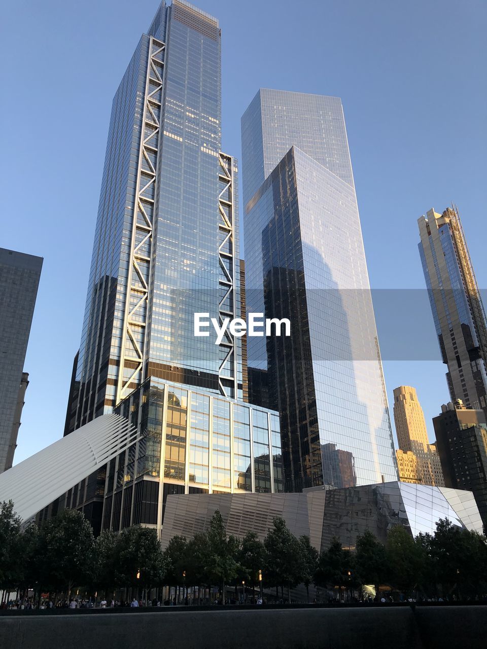 Low angle view of modern buildings against sky