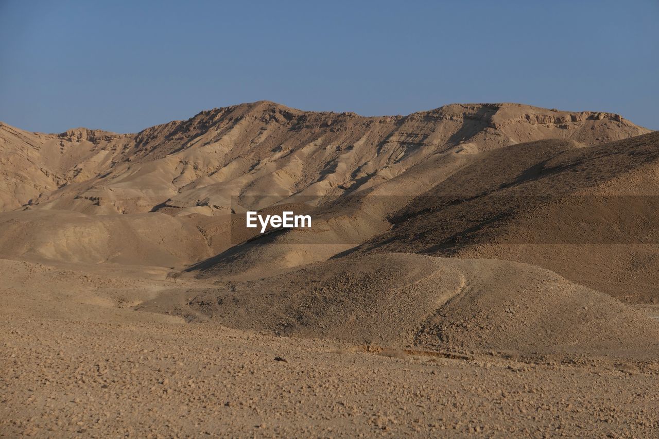 Scenic view of desert against clear sky