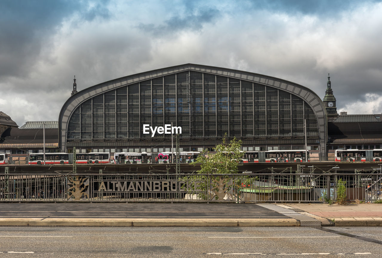 View from the altmann bridge on the building of hamburg central station, germany