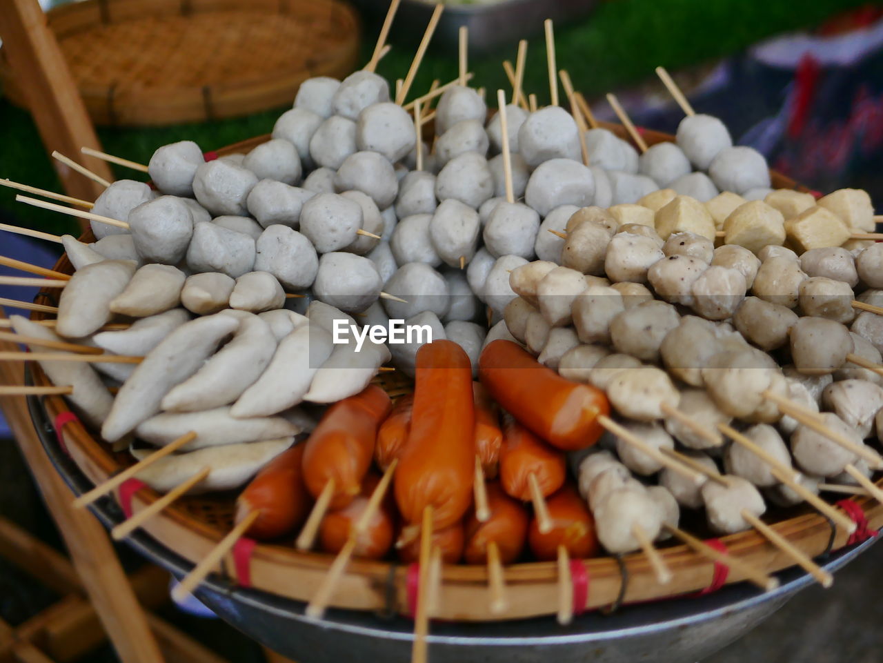 High angle view of food for sale at market stall