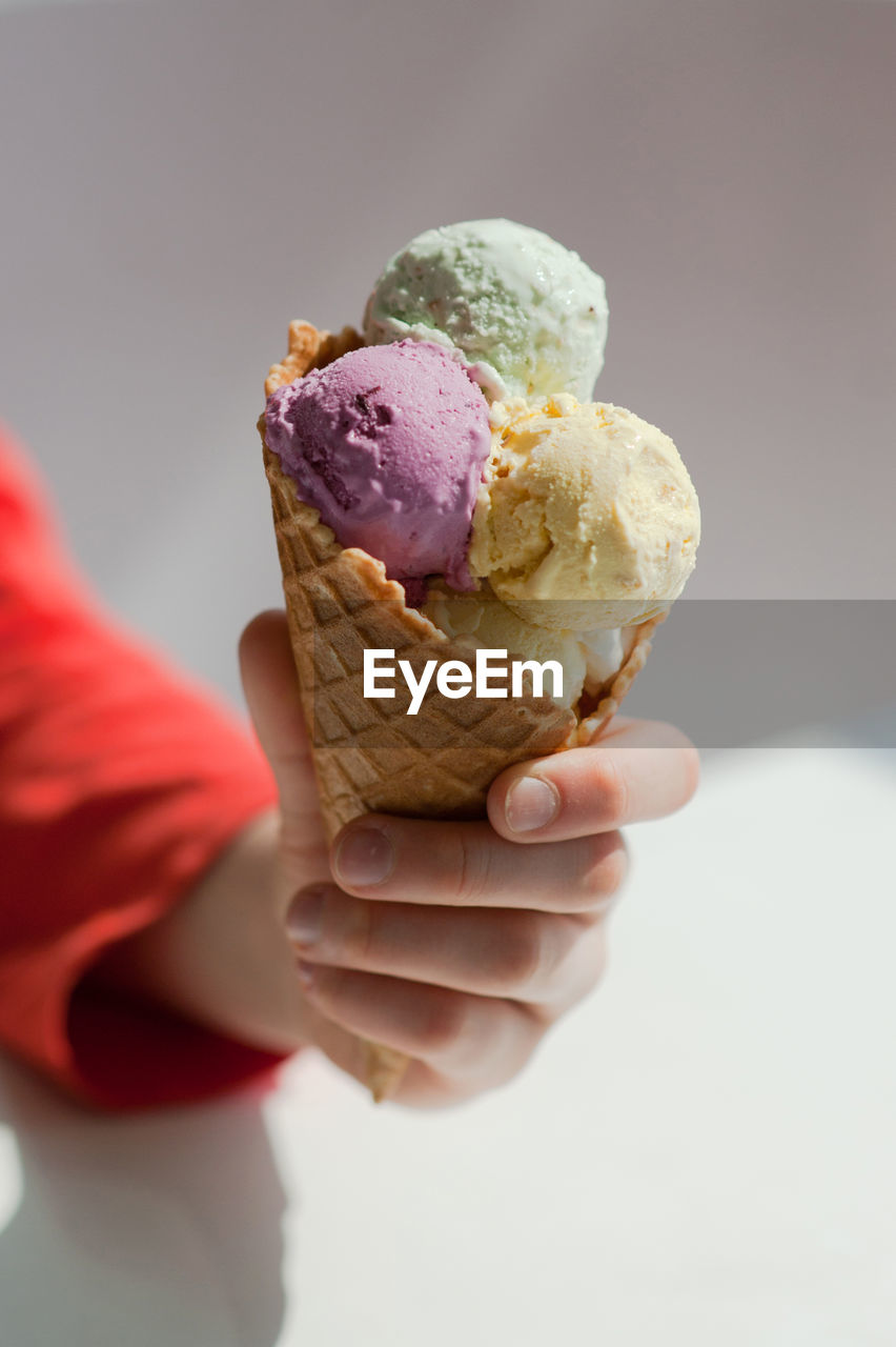 Cropped image of hand holding ice cream cone