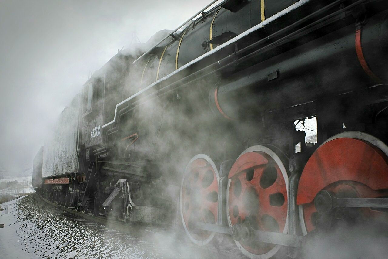 Stream train on railroad track