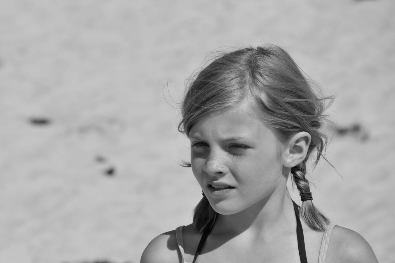 Close-up of a girl on the beach