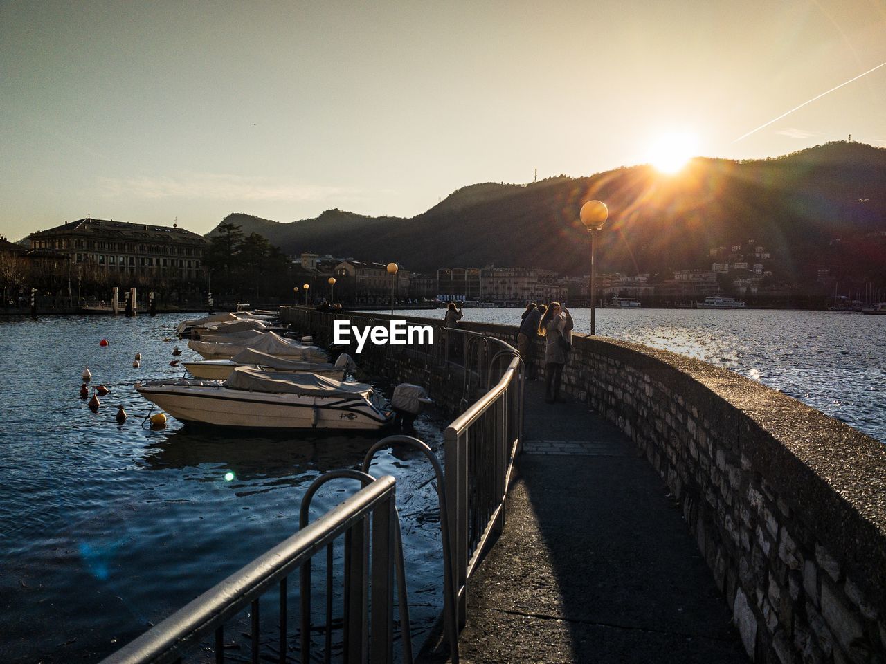 Scenic view of sea against clear sky during sunset