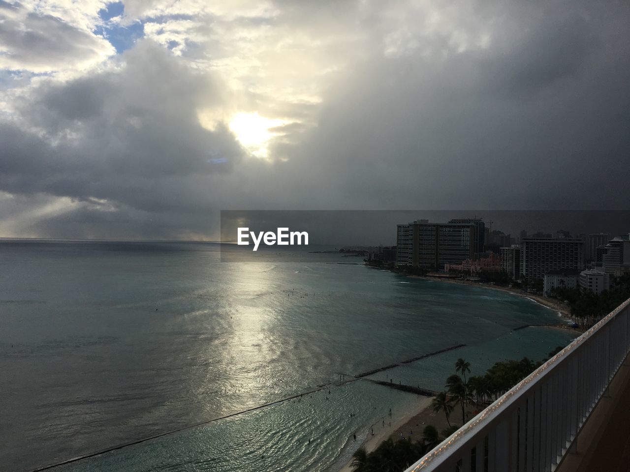 View of sea against cloudy sky