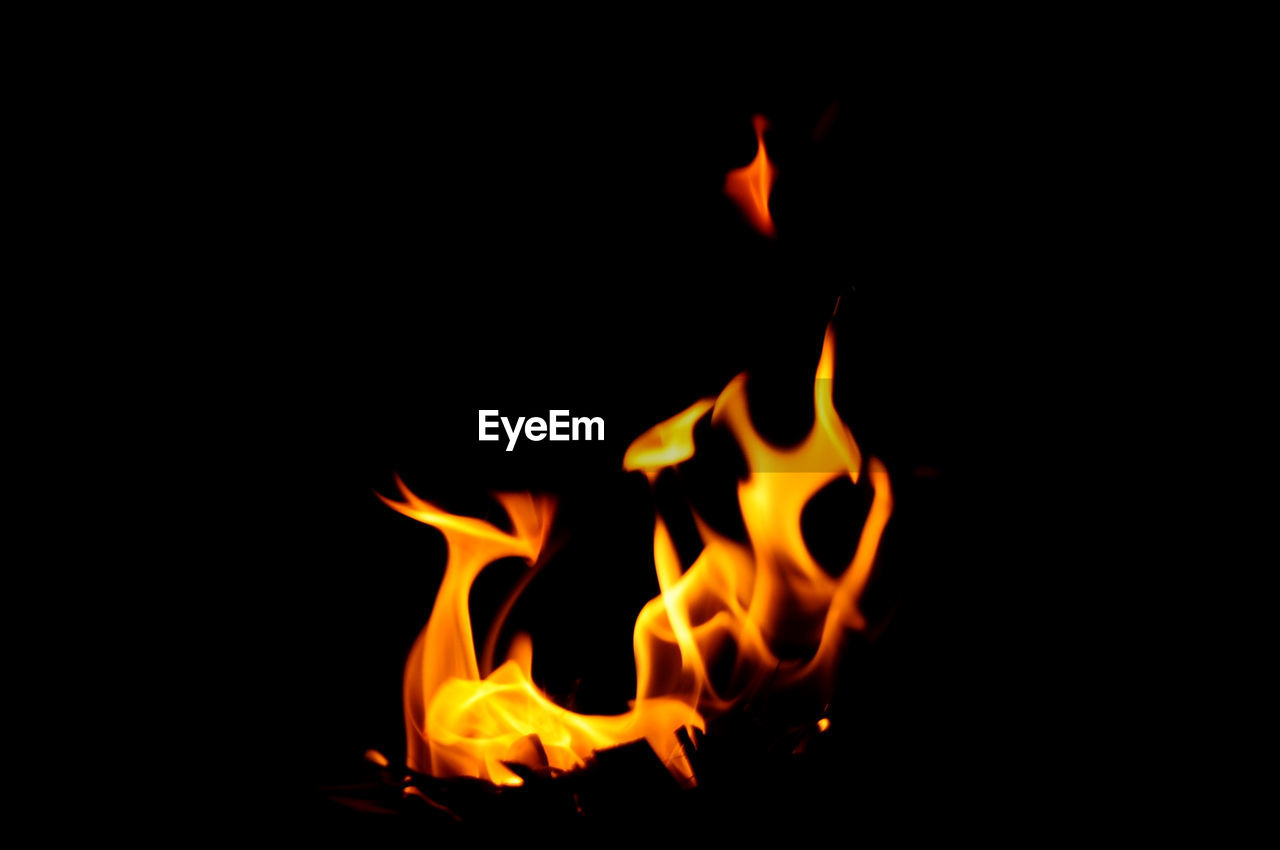 Close-up of bonfire at night