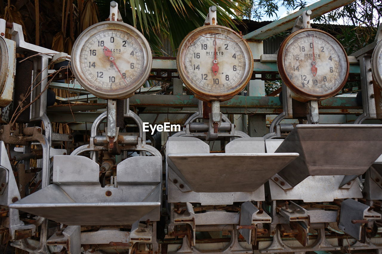 Close-up of old machinery in factory