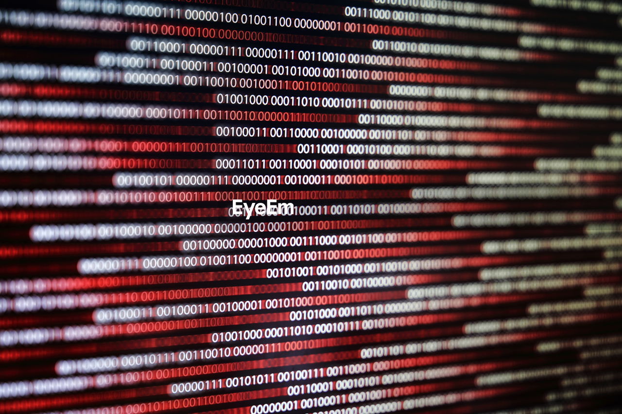Close-up of binary code on screen