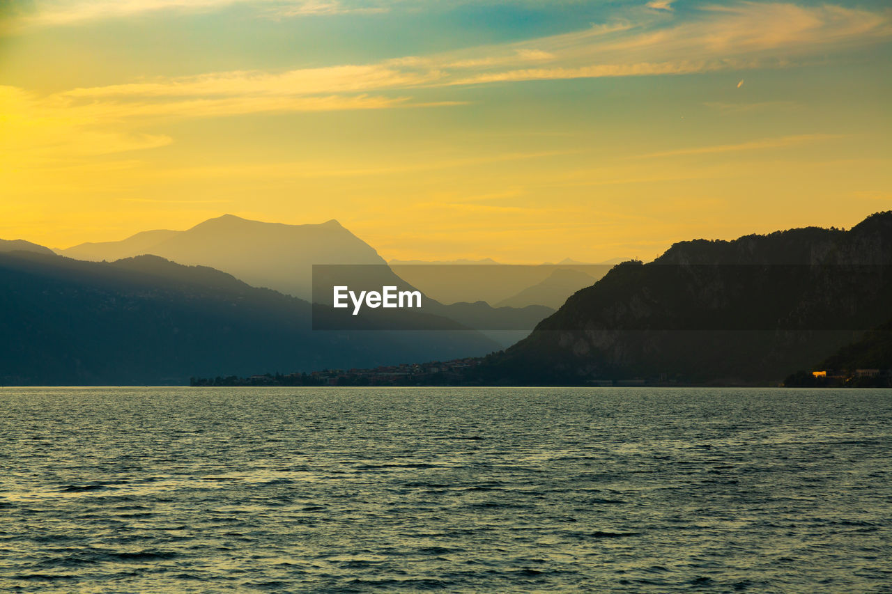 Scenic view of sea against sky during sunset