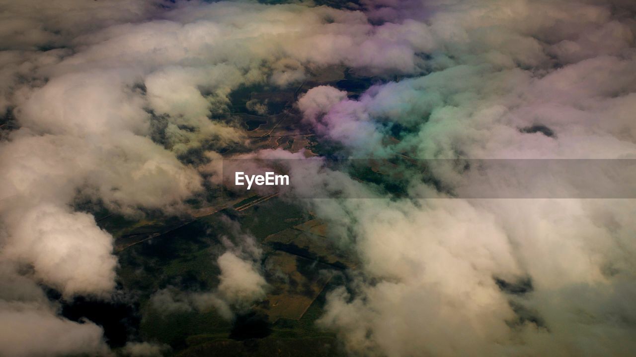 AERIAL VIEW OF DRAMATIC SKY OVER LAND